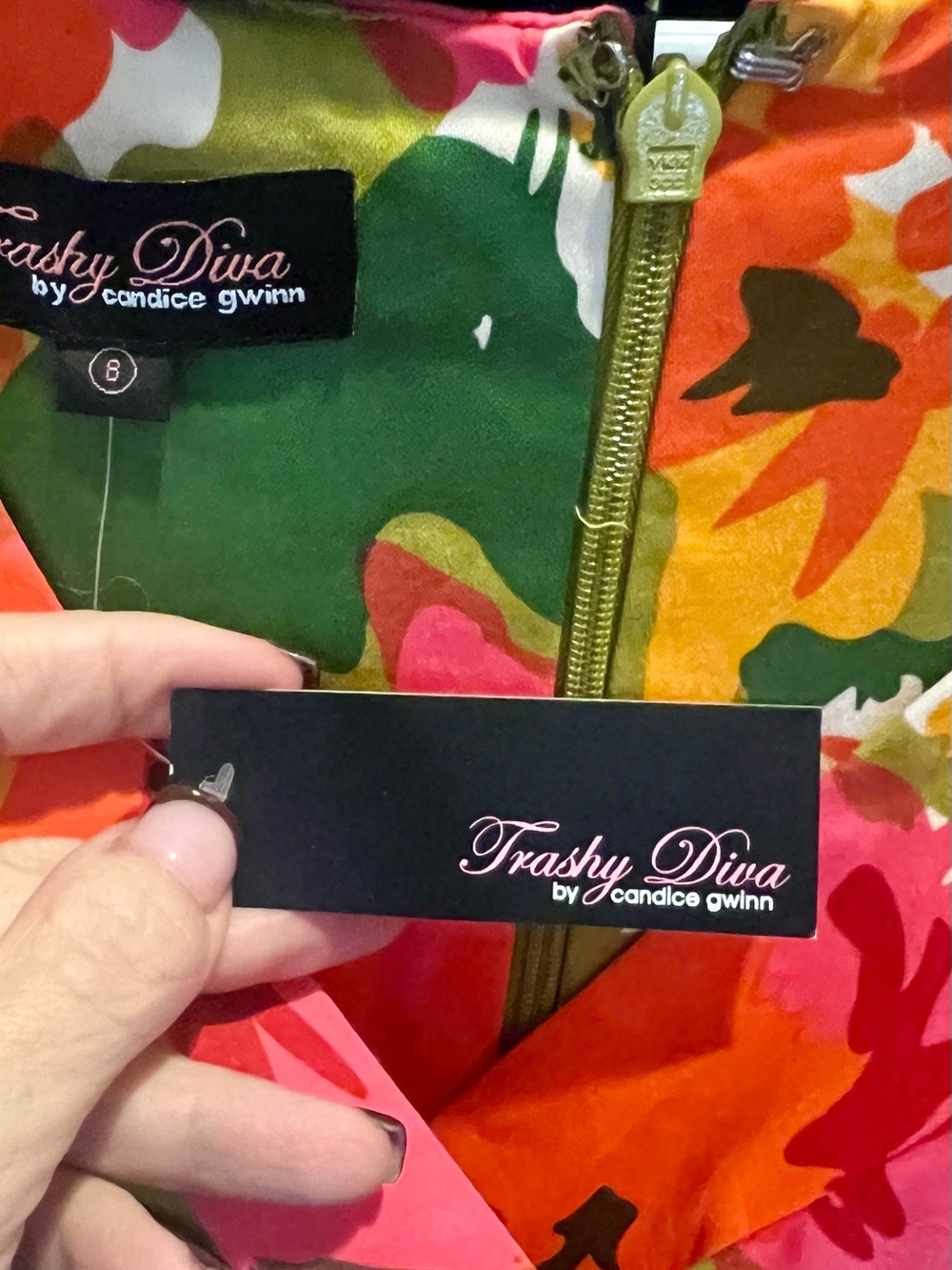 Trashy Diva Green Pink Orange Floral Dress